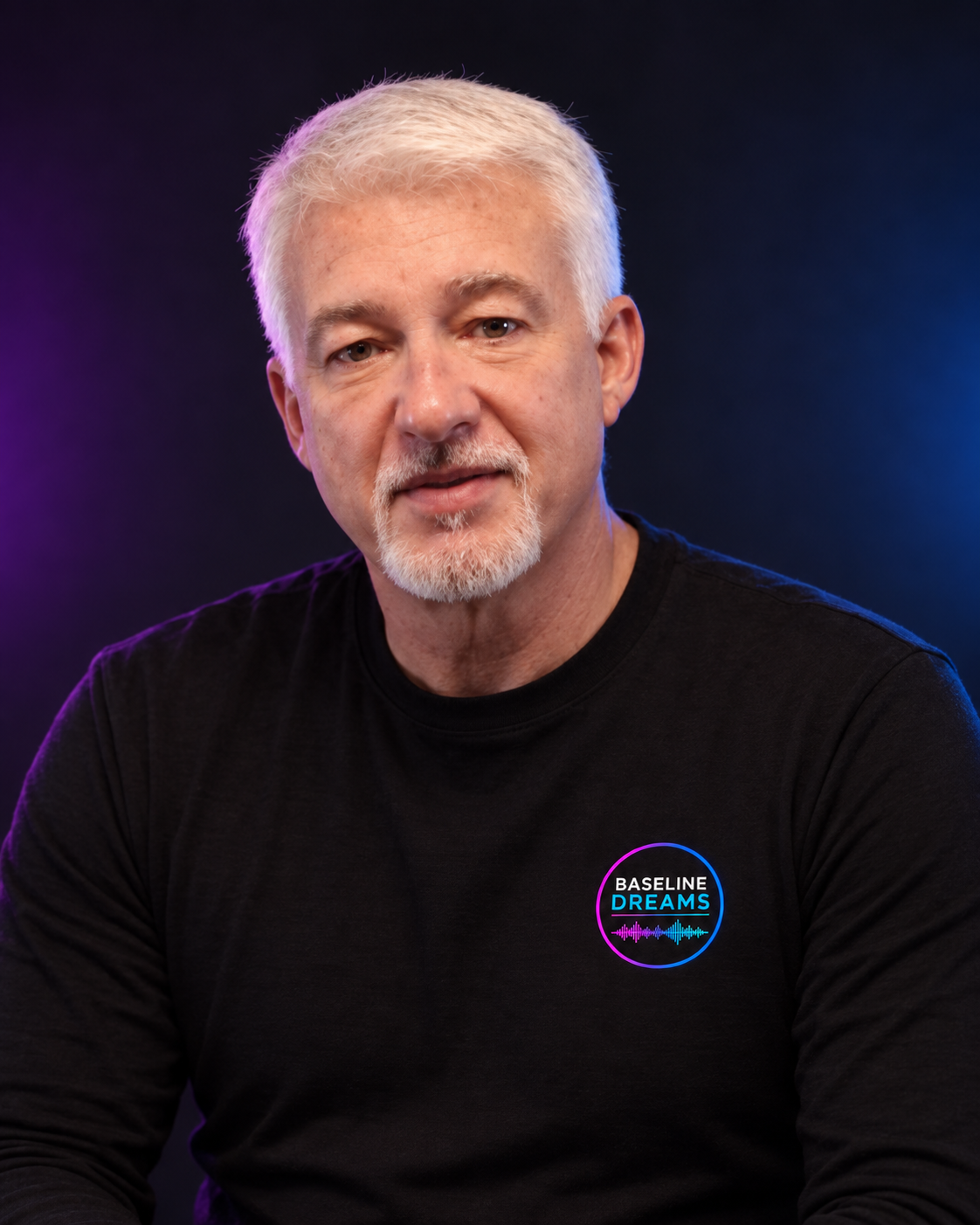 Portrait of Alexander F. Golden wearing a Baseline Dreams shirt